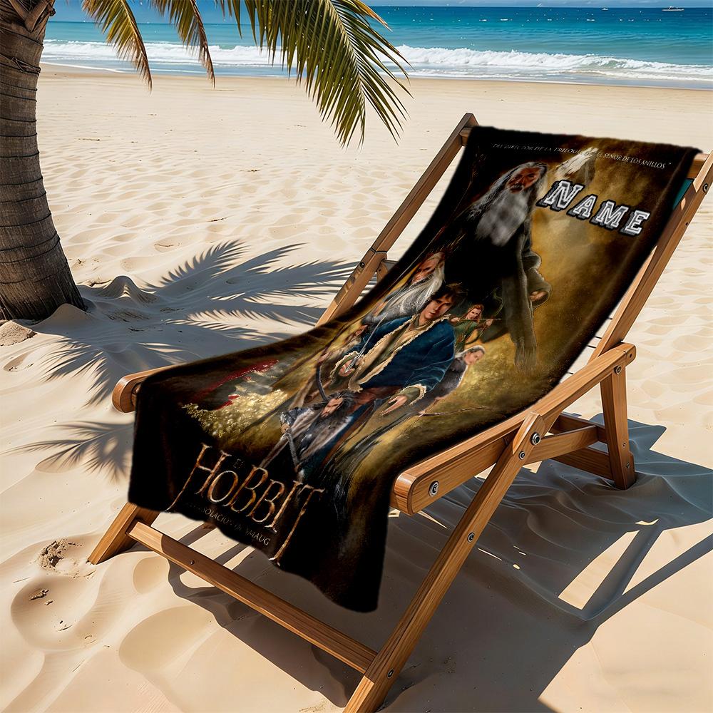 Journey Through Middle-earth Customize Text Beach Towel Super Soft & Absorbent Suitable for Sports Travel Swimming Yoga Bathroom Beach And Pool