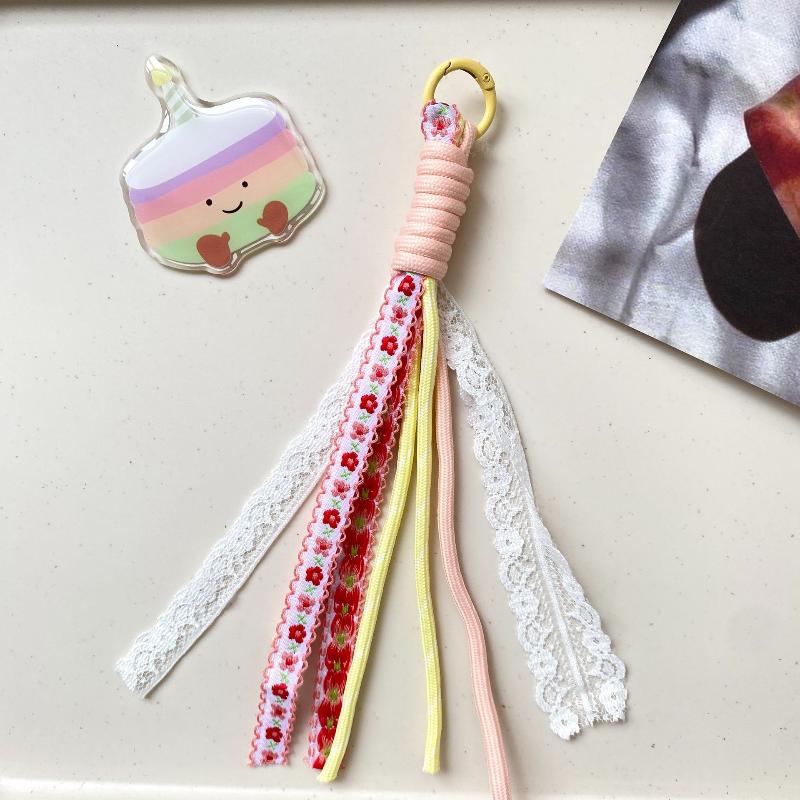 Lace Keychain Braided Rope Charm Pendant Keyring  Simple All-Matching Bag Decoration Jewelry Accessories