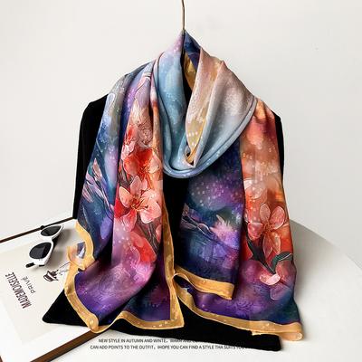 Spring Long Scarf For Women'S Travel Long Scarf Satin Hollow Print Shawl Sunscreen Scarf Scarf Shawl