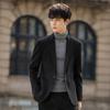 Autumn and Winter Thick Woolen Suit Casual Retro Dark Gray Fashion Single West Business Slim Fit Non-ironing Advanced Sense