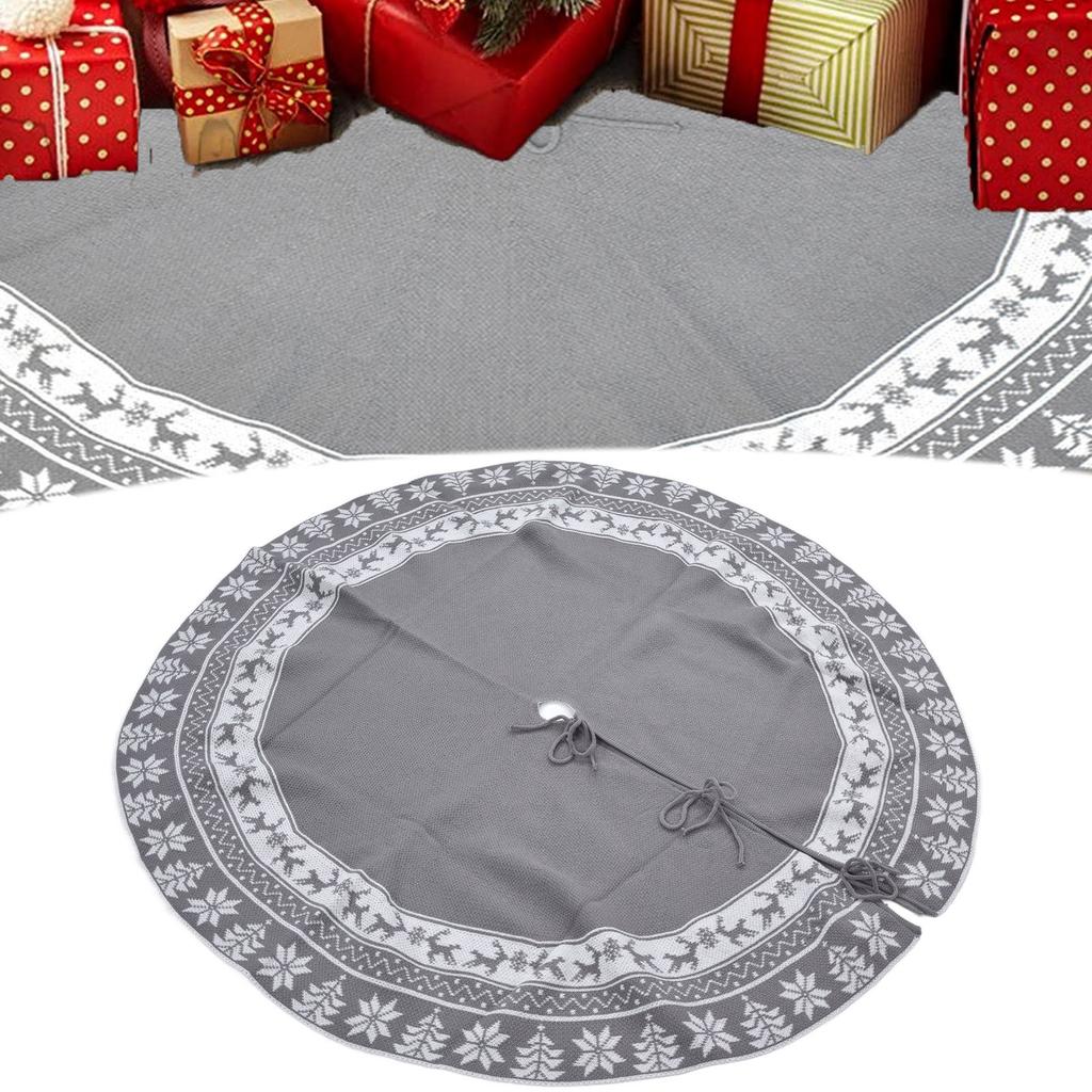 Knitted Christmas Tree Skirt Reusable Xmas Tree Stand Mat Floor  or Home Party Decoration