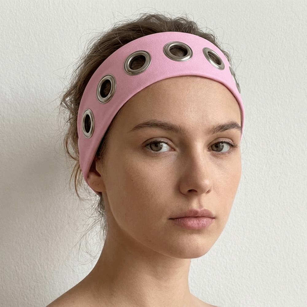 Cashew Pattern Hollow Metal Headband Grommet Yoga Elastic Hair Band Casual Punk Headwrap Girl