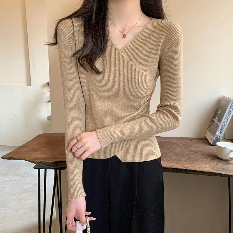 

Autumn and winter fleece thickened bottoming shirt women s mink fleece sweater integrated fleece semi-turtleneck knitted sweater with autumn inside One size fits all [recommended 80-60kg] хаки