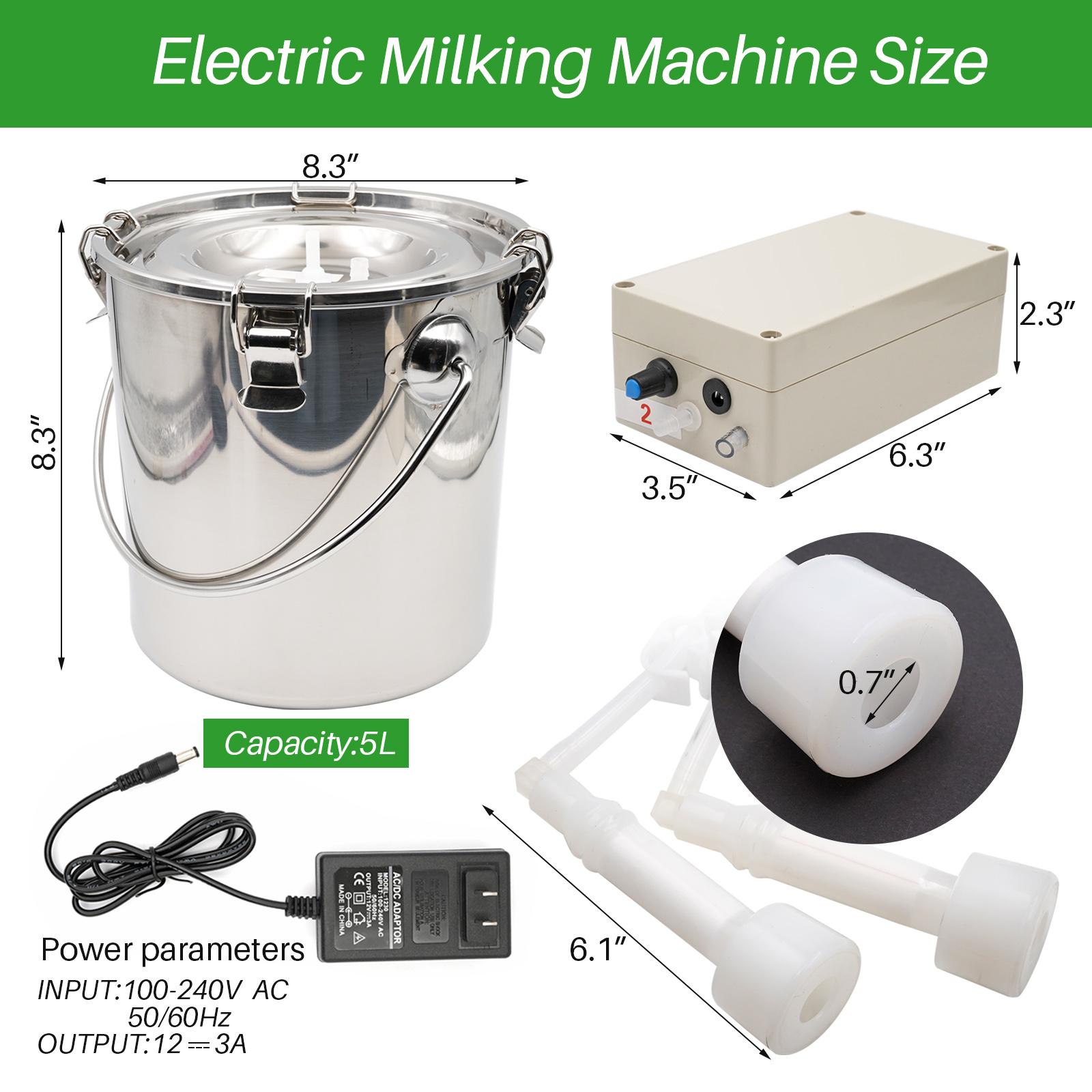 

5L Electric Milking Machine for Cow Goat Rechargeable Electric Vacuum Electric Suction Pump Milking Machine for Livestock Farms