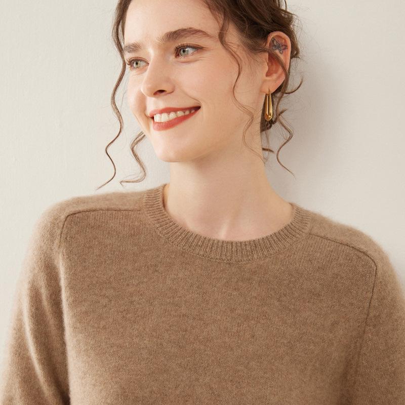 Women's Cashmere Saddle Shoulder Sweater - Thick Autumn/Winter Pullover