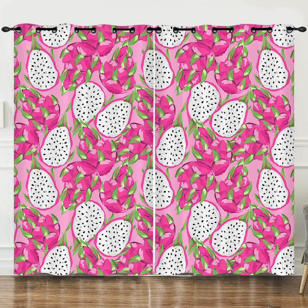 Curtain Cartoon Fruit Dragon Fruit Love 3D Digital Printing Blackout Curtain Punching
