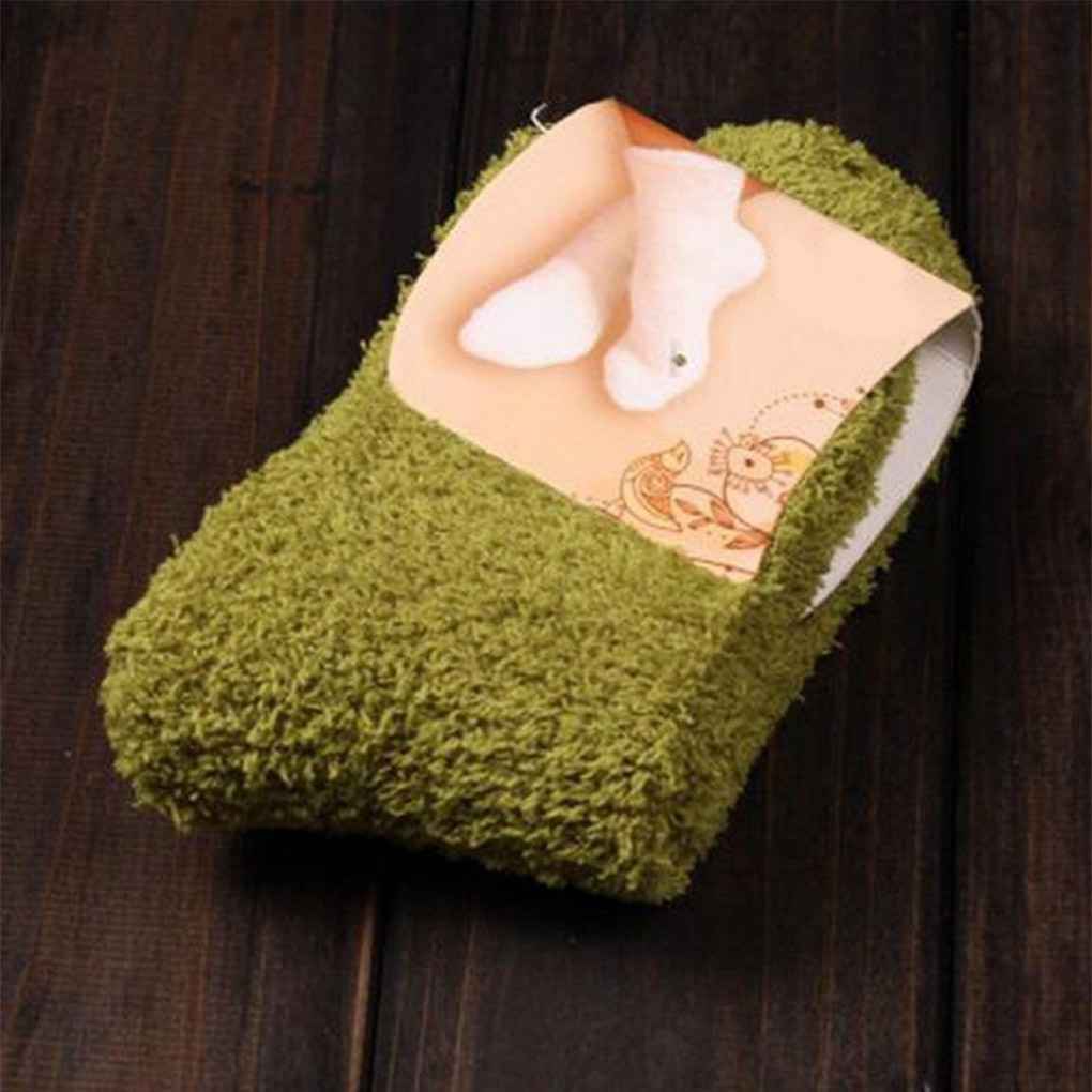 Fashion Casual Home Women Girls Soft Bed Floor Socks Fluffy Warm Pure Color