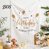 Matching Hanging Flags Baby Birthday Backdrop, Greenery Forest Banner for Boy Girl, Integrated Cloth 100 Day Celebration Party Decorations,