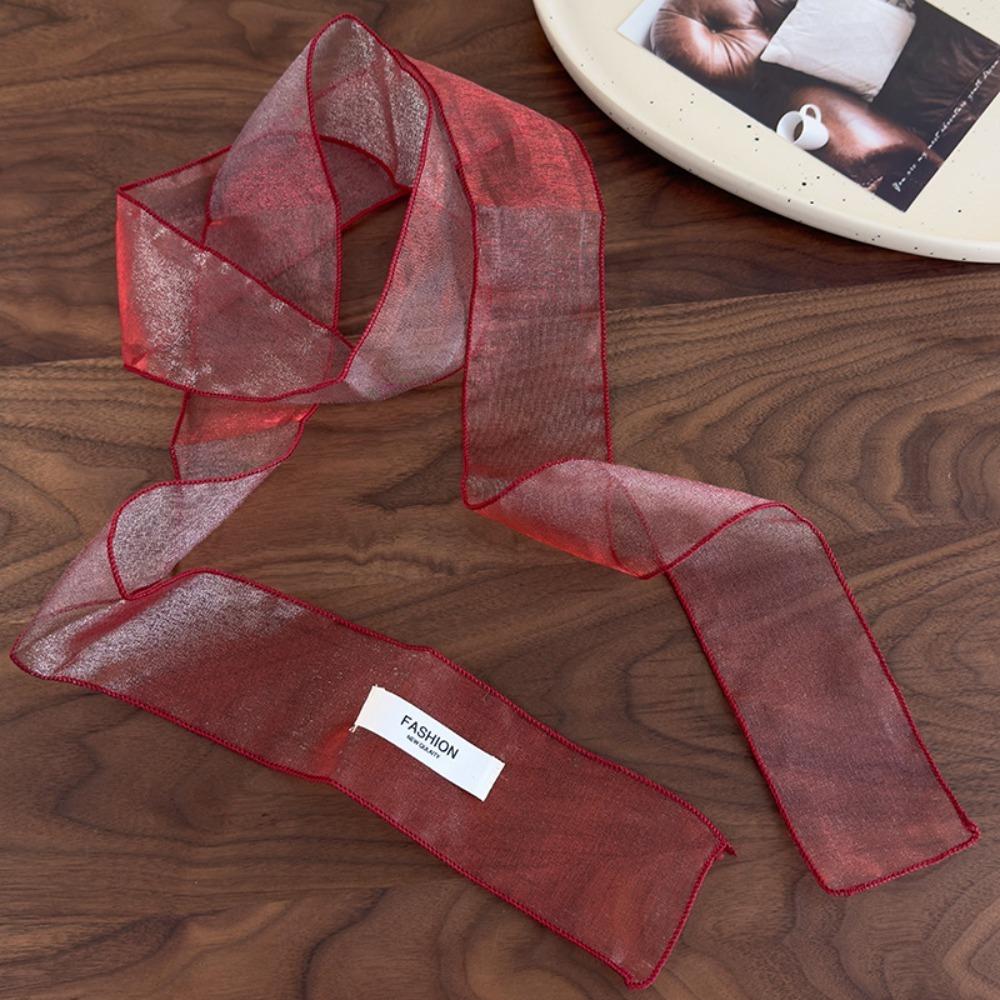 Y2K Silk Scarf Thin Organza Headscarf Decorative Long Skinny Scarf  Beach