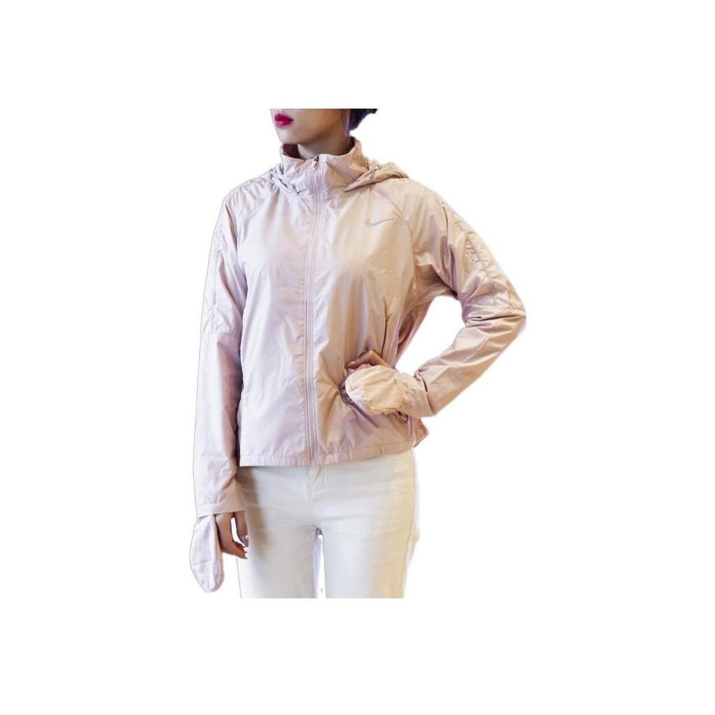 Nike Shield Logo Print Solid Hooded Jacket Women Jackets Pink CU3386-601