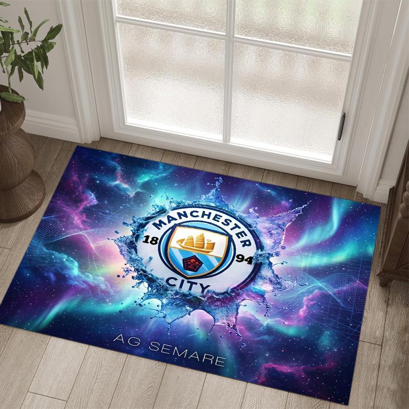 Manchester City Design Crystal Velvet Carpet Cozy Non?Slip Printed Rug For Bedroom Living Room Entrance