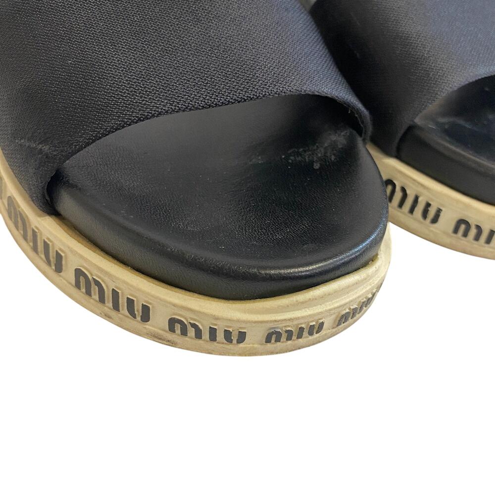 MIUMIU logo Satin With Strap Sports Sandals Sandals black Satin Women Used
