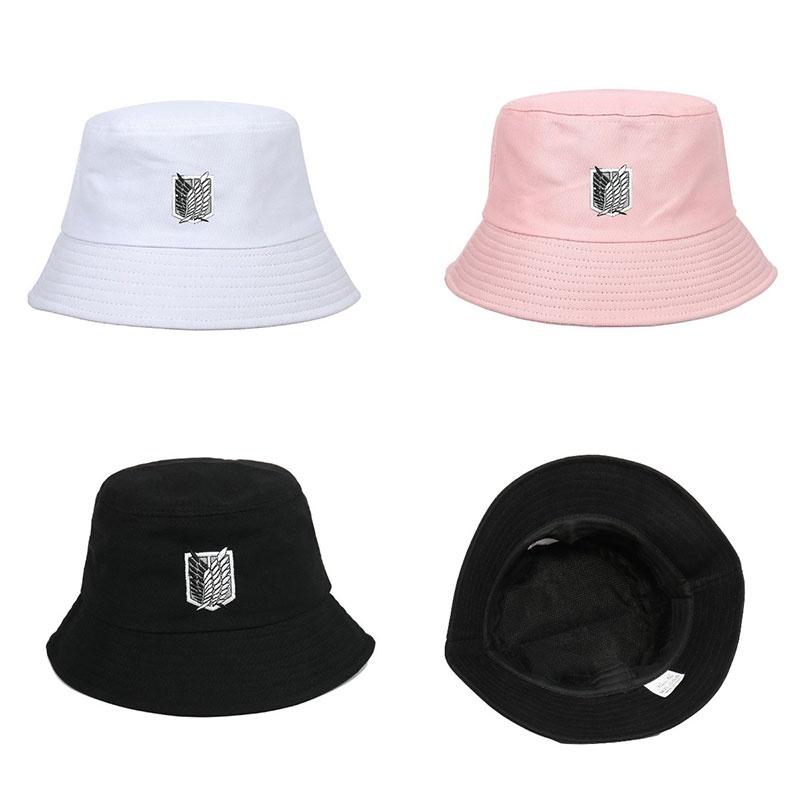 Stylish Attack On Titan Flat Top Basin Hat For Beach And Outdoor Activities, Sun-proof Wide Brim Bucket Hat