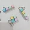 Mini Fidget Key Cap Keychain 1Pcs 4-Key Macaron Color No Light Portable Stress Relief Key Ring for Teenagers