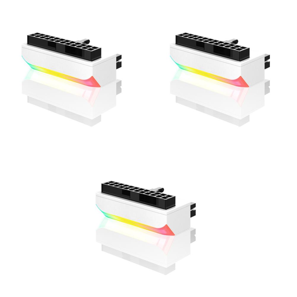 3Pcs ATX 24Pin Female To 24pin Male 90 Degree Power Connector 5V 3 Pin ARGB Power Adapter Board for Computer Motherboard Desktop