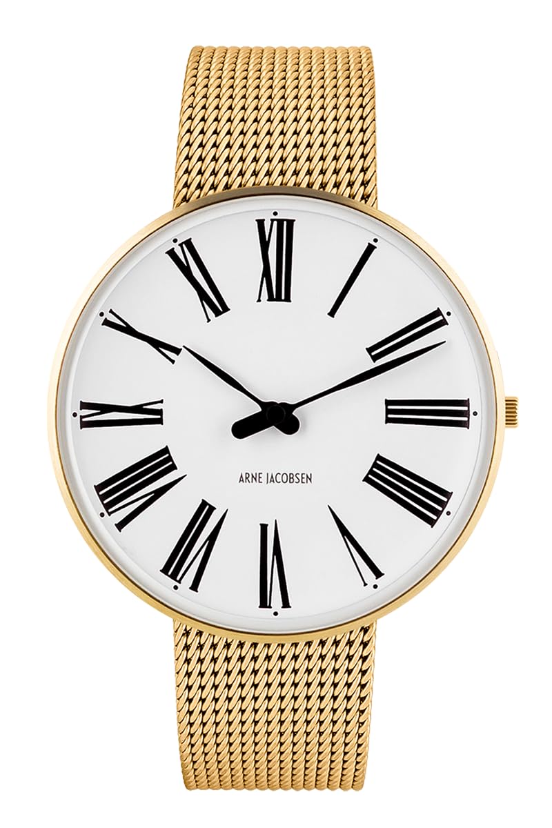 

ARNE JACOBSEN ROMAN 53308-2009, 40mm, Nordic Design, Water Resistant (Quiet Design with No Second Hand), White Gold, Mesh Strap
