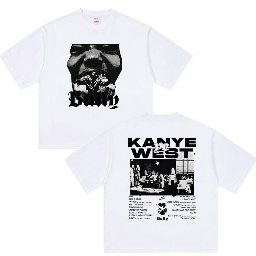 Rapper Kanye West Bully Album Graphic Tshirt UNISEXs Vintage Hip Hop YK Short Sleeve Tshirts Casual Cotton Tops Streetwear