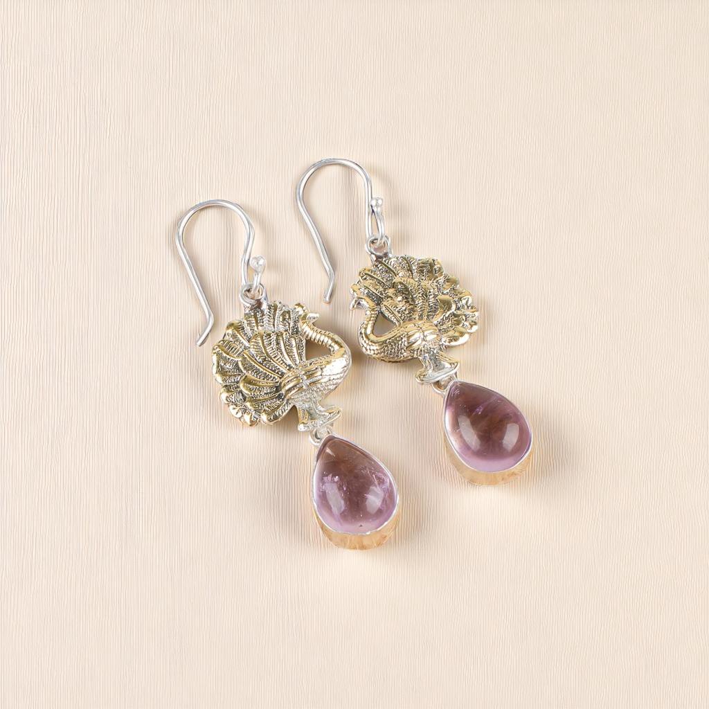 Natural Ametrine Gemstone 925 Sterling Silver Jewelry Handmade Earrings 2.20" EE-44-20