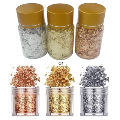 3 Colors Gold Foil Flakes for Resin Imitation Gold Foil Flakes for Nails Painting Crafts Slime and Resin Jewelry Making