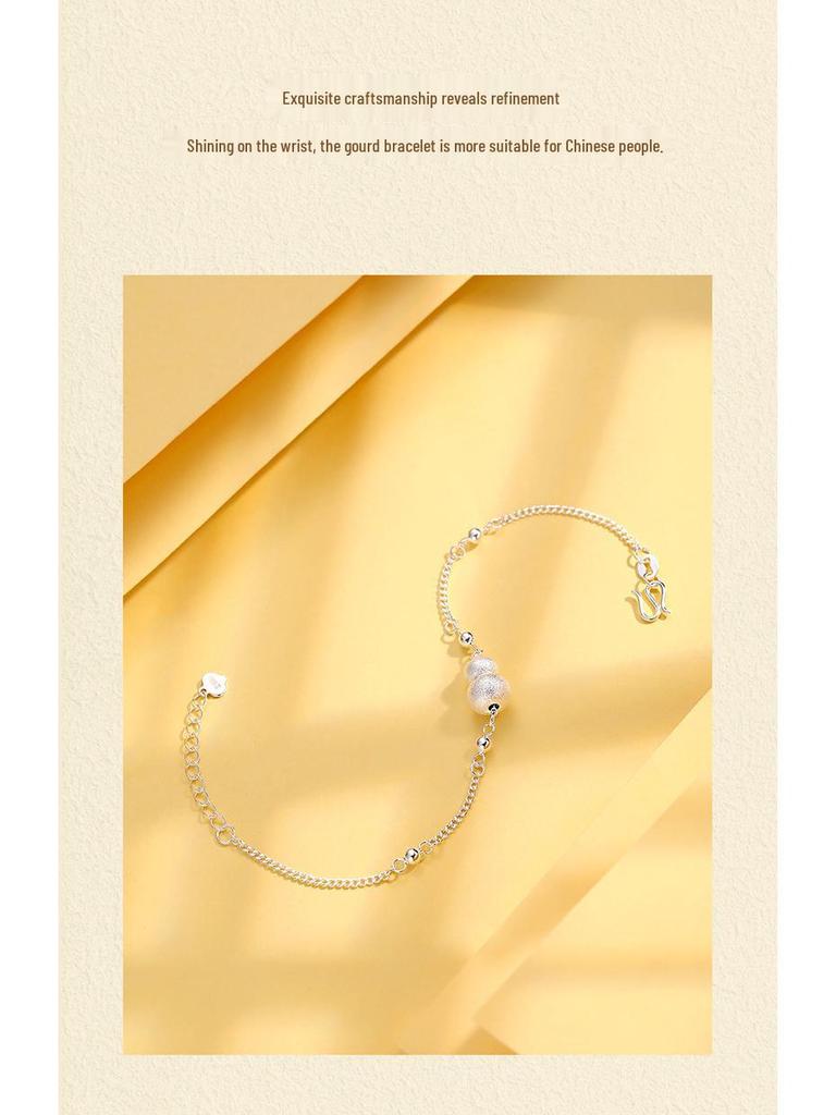 Women's 999 Sterling Silver Bracelet: Ancient Sand Gourd Design, Fu Lu Charm, Luxurious New Chinese Style, Perfect Birthday Gift.