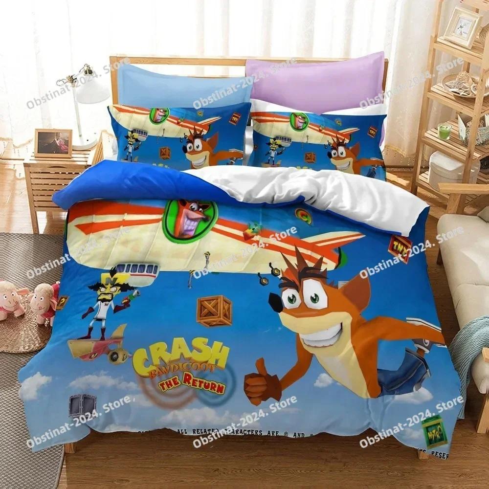3D Classic Game Crash Bandicoot Bedding Set Printed single Comforter Quilt Duvet Cover Pillow Case 3 Pieces Sets Kids Adult Size