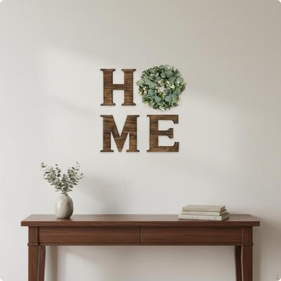 Farmhouse Wooden Residence Sign | Vertical, with Wreath, for Entryway
