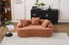 Modular, Curved Two-seater Sofa, Contemporary Style, Including Three Decorative Cushions, Ideal for Small Apartments, No Assembly Required, Coral Pink