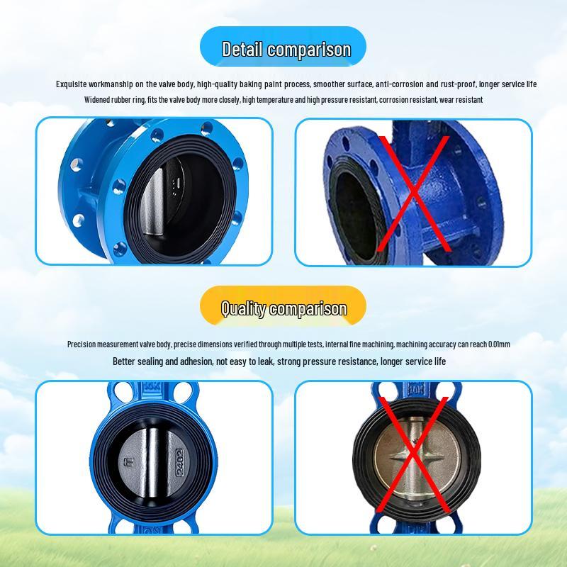 Doppelflansch-Schmetterlingsventil D71X-16Q/C PTFE, Gusseisen und 304 Edelstahl, Manuell DN65/80/100