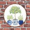 Round Metal Lemon Tree Wall Art Mediterranean Kitchen Balcony Decor 20x20cm