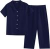 SISOFTLY Short Sleeve Top and Bottom Cropped Stylish Solid Cool Sleepwear for Spring and Perfect As Loungewear or Perfect Gift for Grandmothers and
