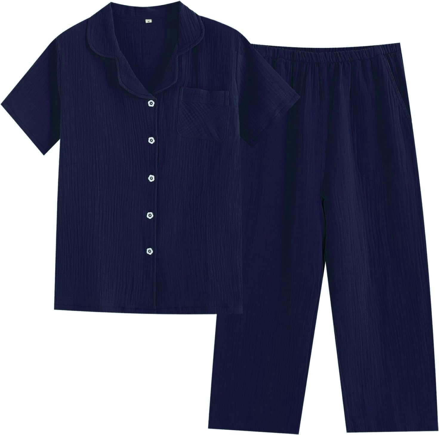 

SISOFTLY Топ с коротким рукавом и низ укороченный стильный однотонный прохладный комплект для сна на весну и идеальный в качестве домашней одежды или идеальный подарок для бабушек и