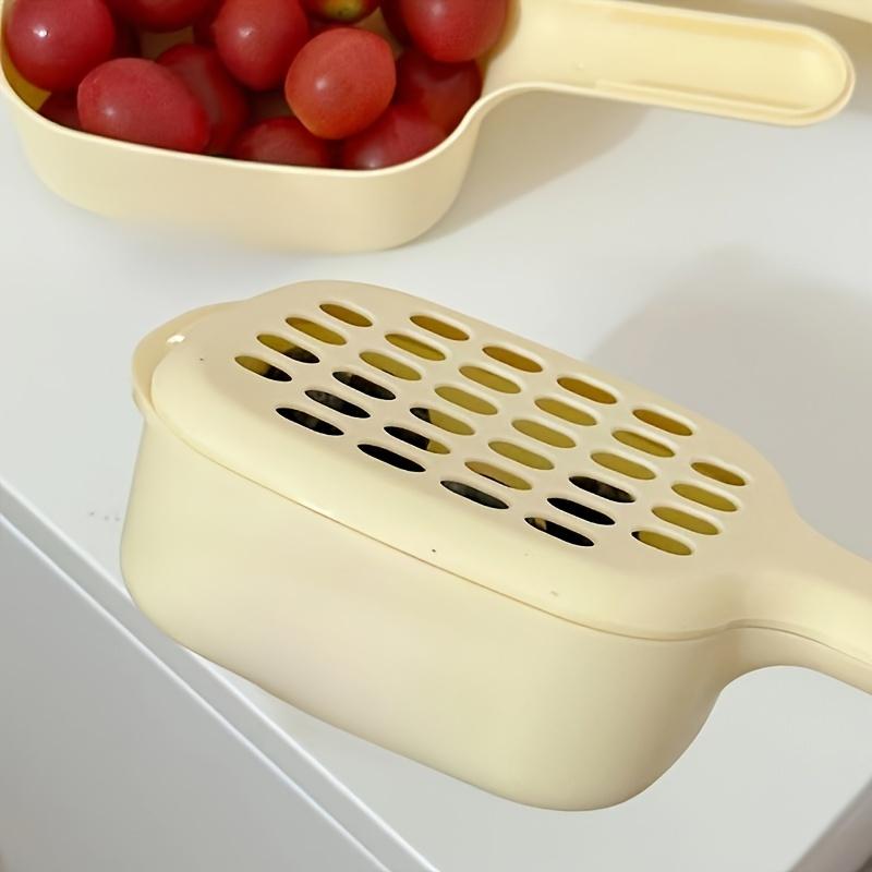 1PC Easy Clean Mini Fruit Drain Basket with Handle - Fits Cherries and Blueberries, Durable Plastic Kitchen Filter, Kitchen Fruit Rack