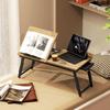 Bed Table, Height-Adjustable Laptop Table with Drawer, Foldable, for Sofa Working In Bed, Oak