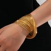 Genuine Gold Matte Multi-Ring Fashion Bracelet Set