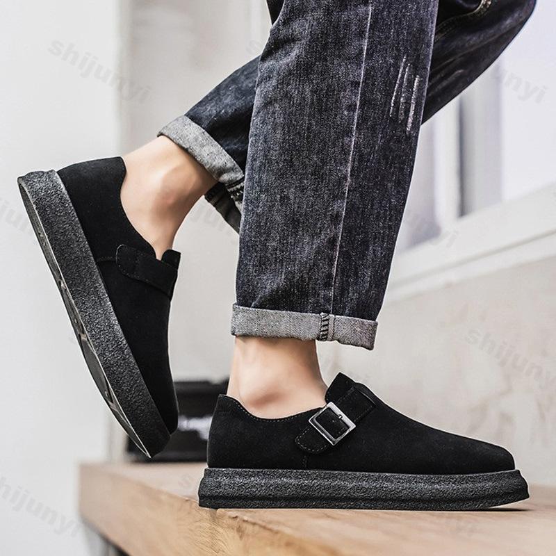 Men's Loafers 2025 Suede Leather Casual Shoe Retro Brown Men Fashion Comfort Slip-On Platform Shoes Men Zapatos De Hombre