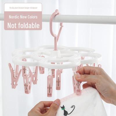 16-Klammer Pflaumenblüten-Kleiderbügel mit Wäscheklammern für Babysocken und Unterwäsche