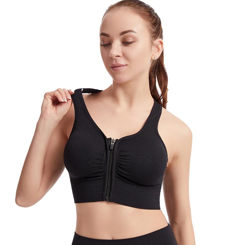 Shockproof High Impact Support Sports Bra with Zipper for Women Plus Size Workout Running Yoga Bodybuilding Top