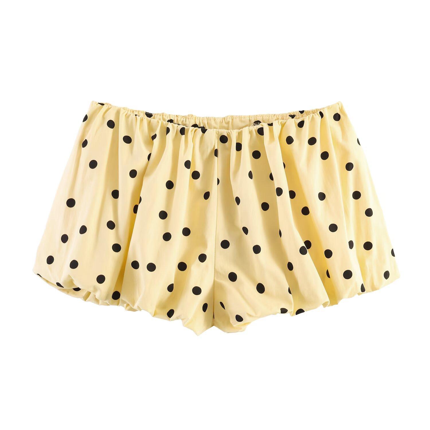 European and American style, new women s clothing, polka dot pleated jacket, mid-waist polka dot balloon version shorts XS
