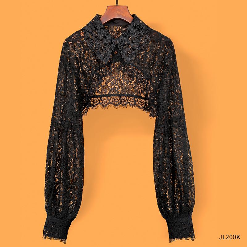 Versatile Lace Cardigan with Mock Collar - Women's Long Sleeve Shawl for Spring, Summer, and Autumn.
