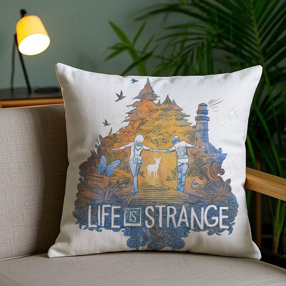 Классическая игра Life Is Strange Наволочка На заказ Печатный Флис Подушка, Прикосновение к Коже Младенца, Экологически Чистый Сублимационная Печать Cus Peach skin 18*18(CM)-1Pcs