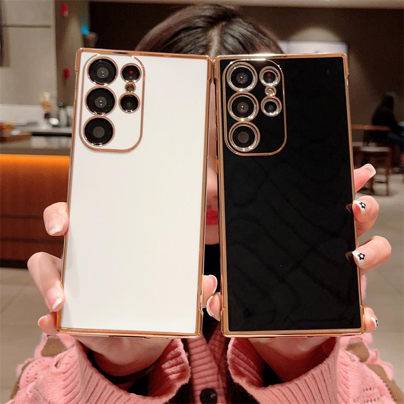Suitable for Samsung S25Ultra electroplated mobile phone case S24 fashion S23 solid color A54 all-inclusive A16 anti-drop soft case