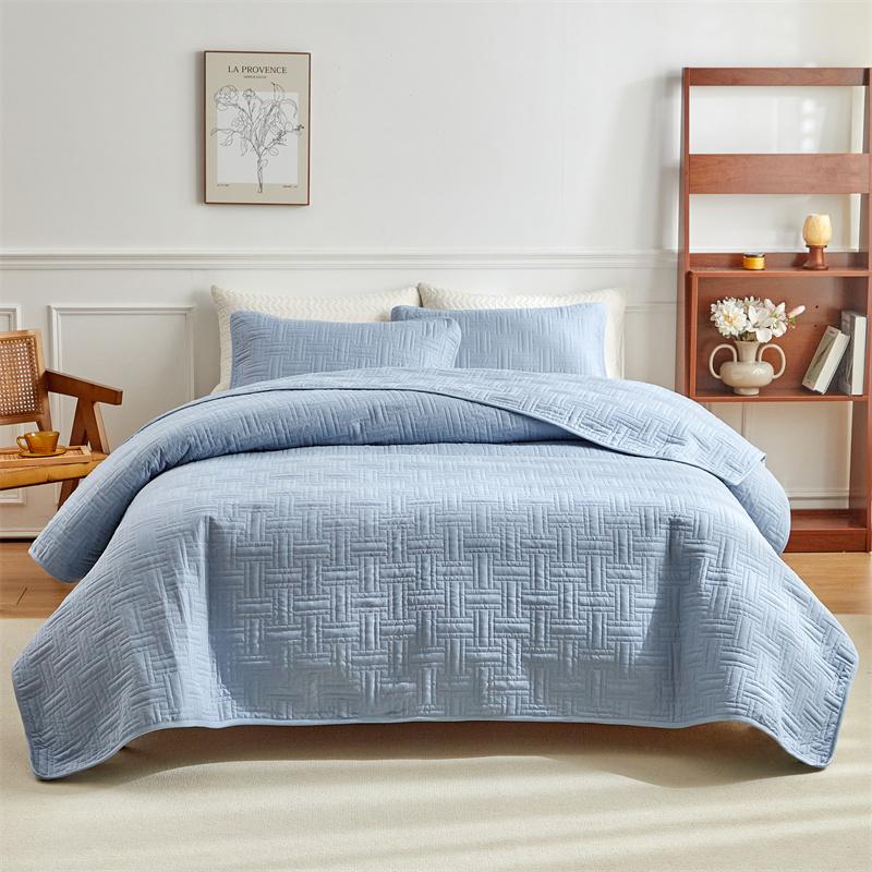 3pcs Set, Quilted Bedspread, Solid Color Ultrasonic Quilted Bedsheet, Lightweight Quilted King Queen Size Bed Cover