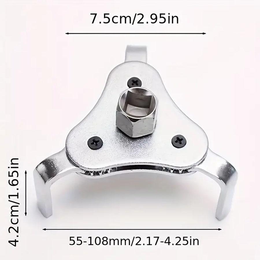 Universal Adjustable Oil Filter Wrench From 2-1/2 inch to 4.5 inch Oil Filter Wrench Tool Set With 3 Jaw Uninstall Removal Key