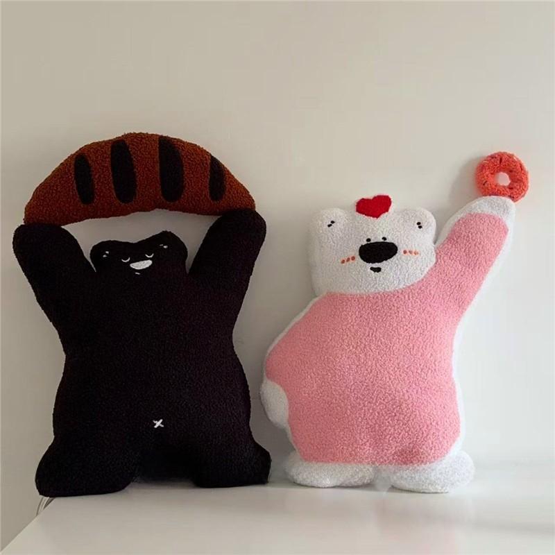 Cute Cartoon Bread Coffee Donuts Teddy Bears Plush Doll Pillows For Couch And Lounge Decor