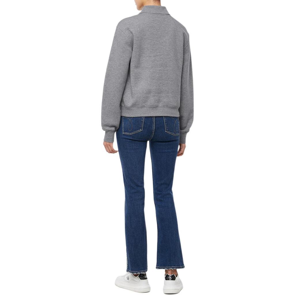 Calvin Klein Logo Long Sleeve Polo Shirt Women tops Medium-Gray 47B217G-P7E