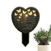 Grave Decorations Acrylic 2D Heart Deisgn Ornament Carved Butterfly And Flower Texture Memorial Yard Stake For Outdoor Lawn