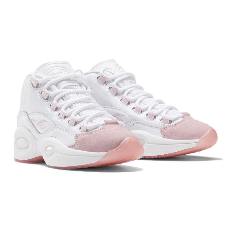 Reebok Question Mid Big Kid Pink Toe Kids Sneakers White Footwear-White Pink-Glow GX9357