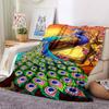 1pc Peacock Feather Blanket Lightweight Flannel Blanket Throw Blanket For Sofa, Bed, Travel, Camping Yy2509026210