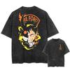 T-shirt Manga Fire Force Stampa Shinra Kusakabe T-shirt Vintage Lavata Streetwear Abbigliamento Uomo Donna Cotone Morbido Maglietta Larga