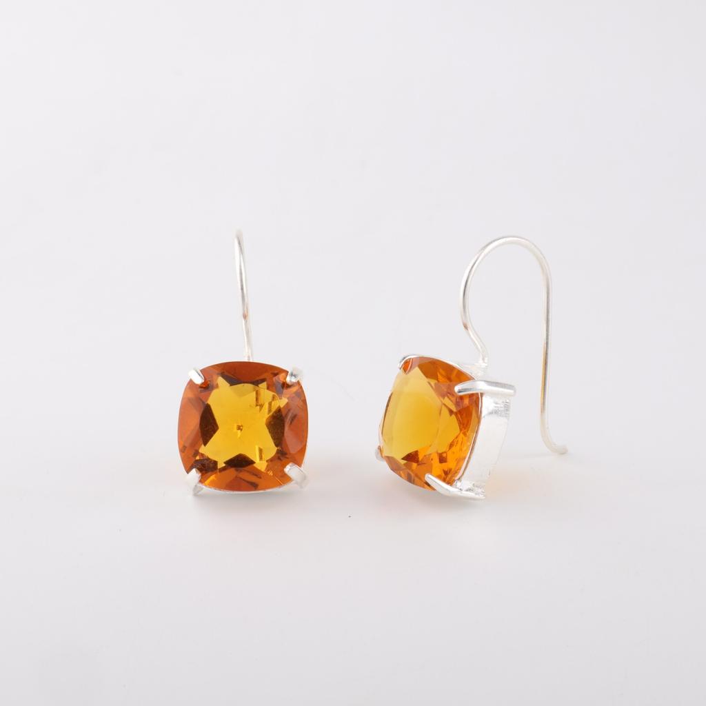 Natural Citrine Gemstone 925 Sterling Silver Jewelry Handmade Women's Earrings1" EE-172-7